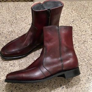 NOS Vintage Stuart McGuire Leather Boot in Deep Burgundy.  Men’s 11 D